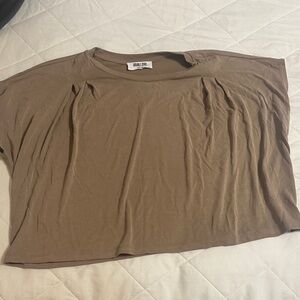 Double Zero Taupe Pleated Short Sleeve Top